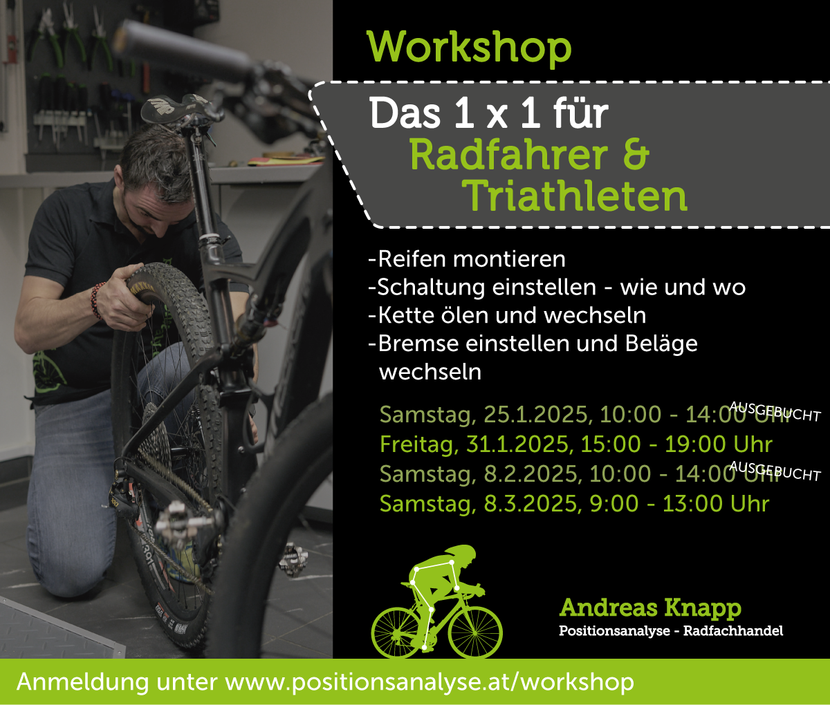 Workshop 1 x 1 für Radfahrer und Triathleten 2025